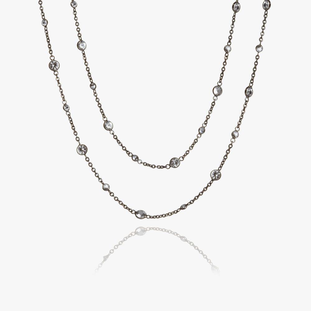 Nectar 18ct White Gold Black Rhodium Sapphire Necklace | Annoushka jewelley