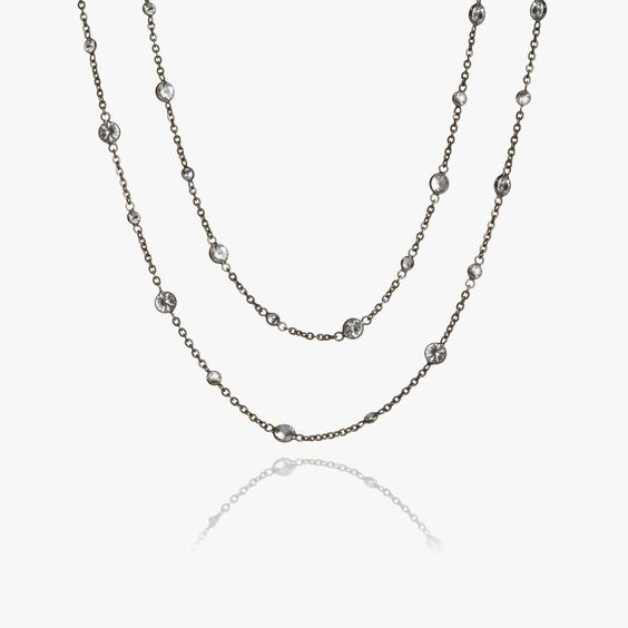 Nectar 18ct Rhodium Plated White Gold Sapphire Necklace