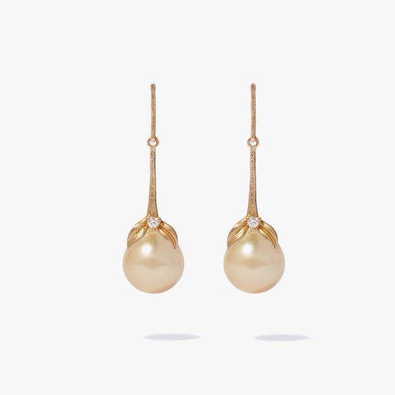 Tulips 18ct Yellow Gold South Sea Golden Pearl Earrings