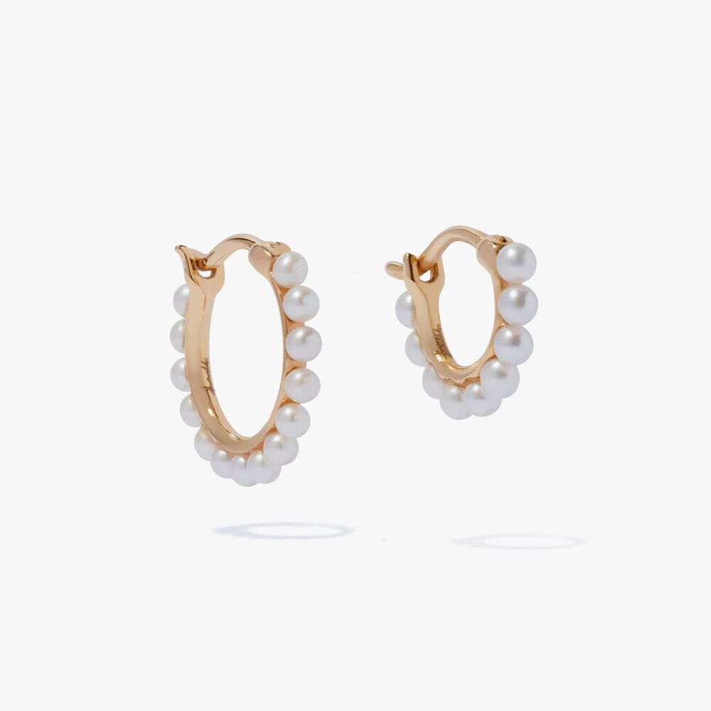 18ct Gold Pearl Hoop Earring Stack | Annoushka jewelley