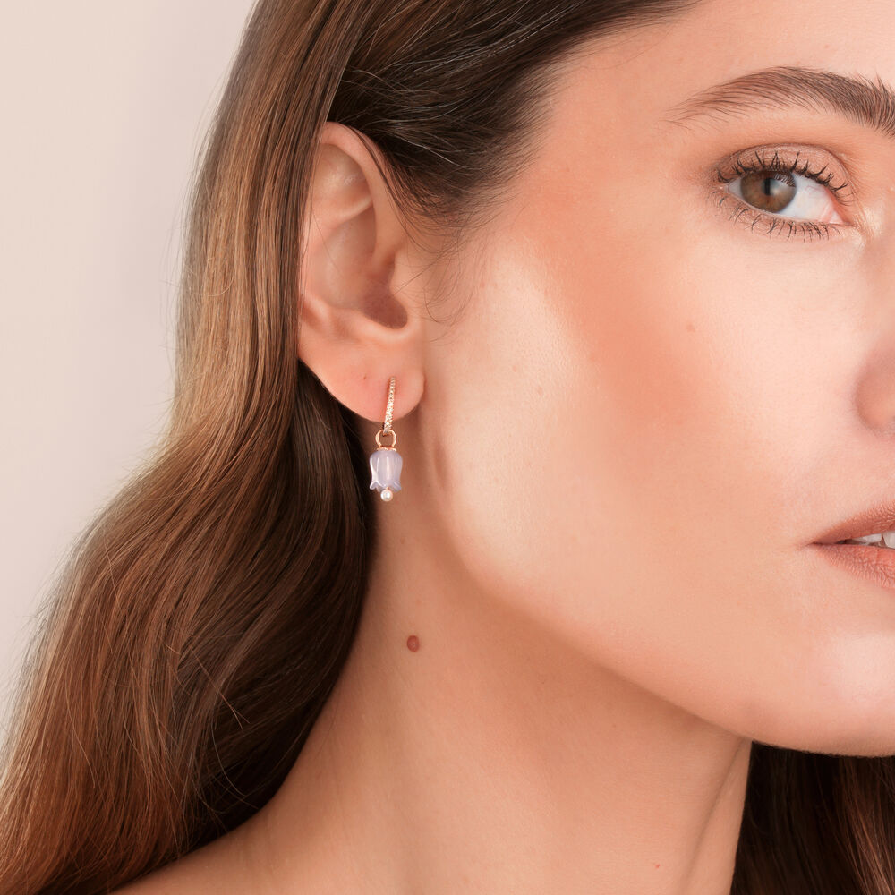 18ct Rose Gold Lavender Jade Tulip Earring Drops | Annoushka jewelley