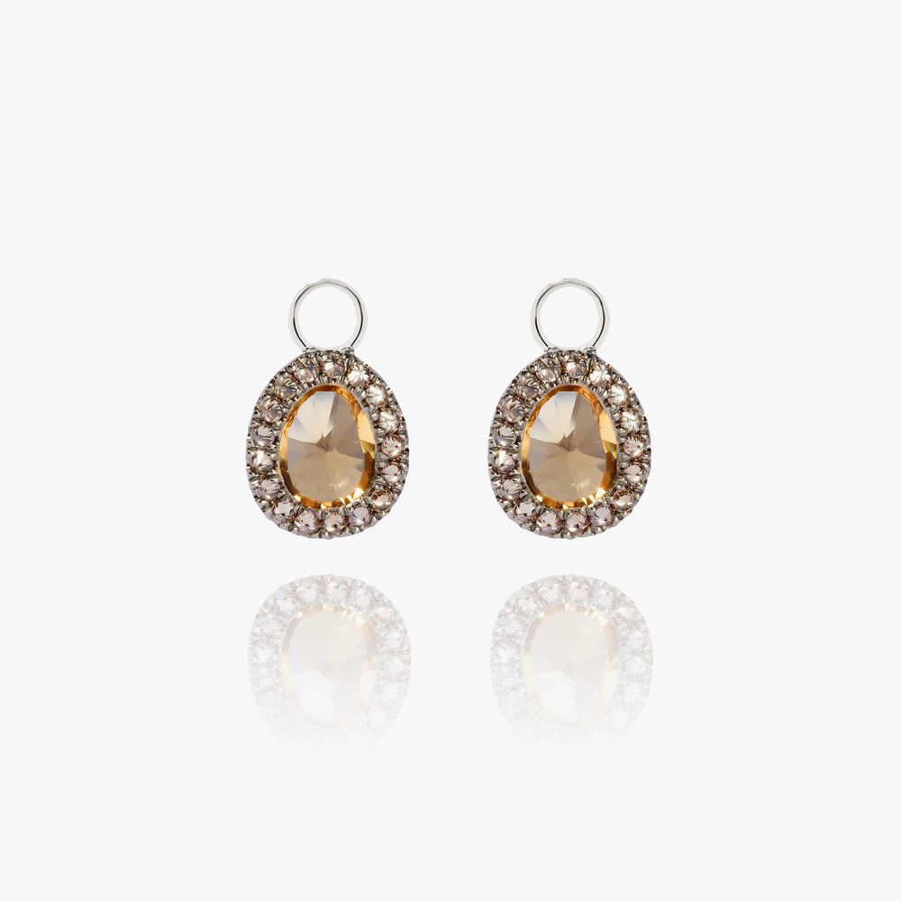 Dusty Diamonds 18ct White Gold Citrine Mini Earring Drops | Annoushka jewelley