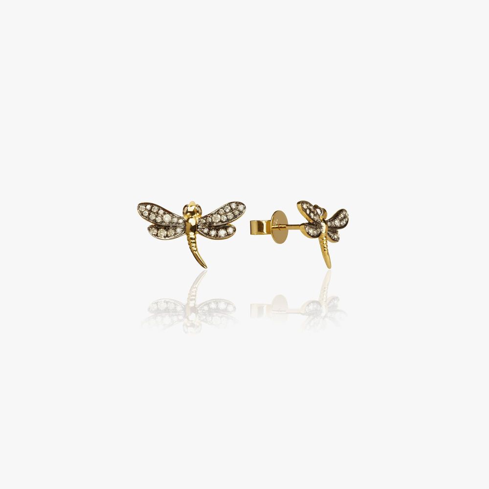 Love Diamonds 18ct Gold Diamond Dragonfly Studs | Annoushka jewelley