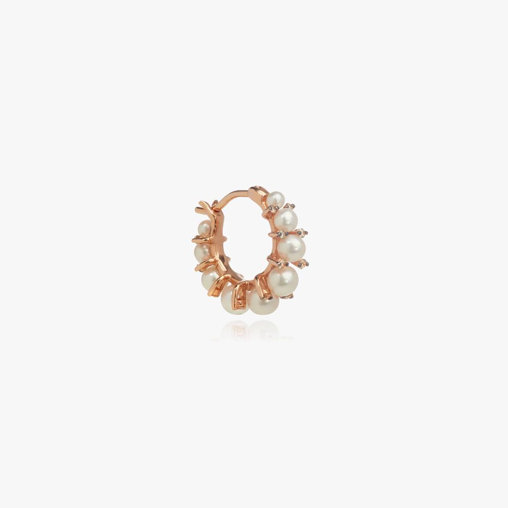 Diamonds & Pearls 18ct Rose Gold Single Hoop | Annoushka jewelley