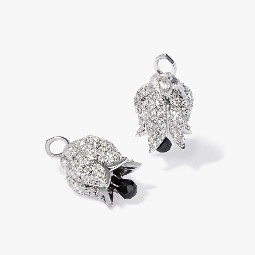 Tulips 14ct White Gold Diamond Drop Earrings | Annoushka jewelley
