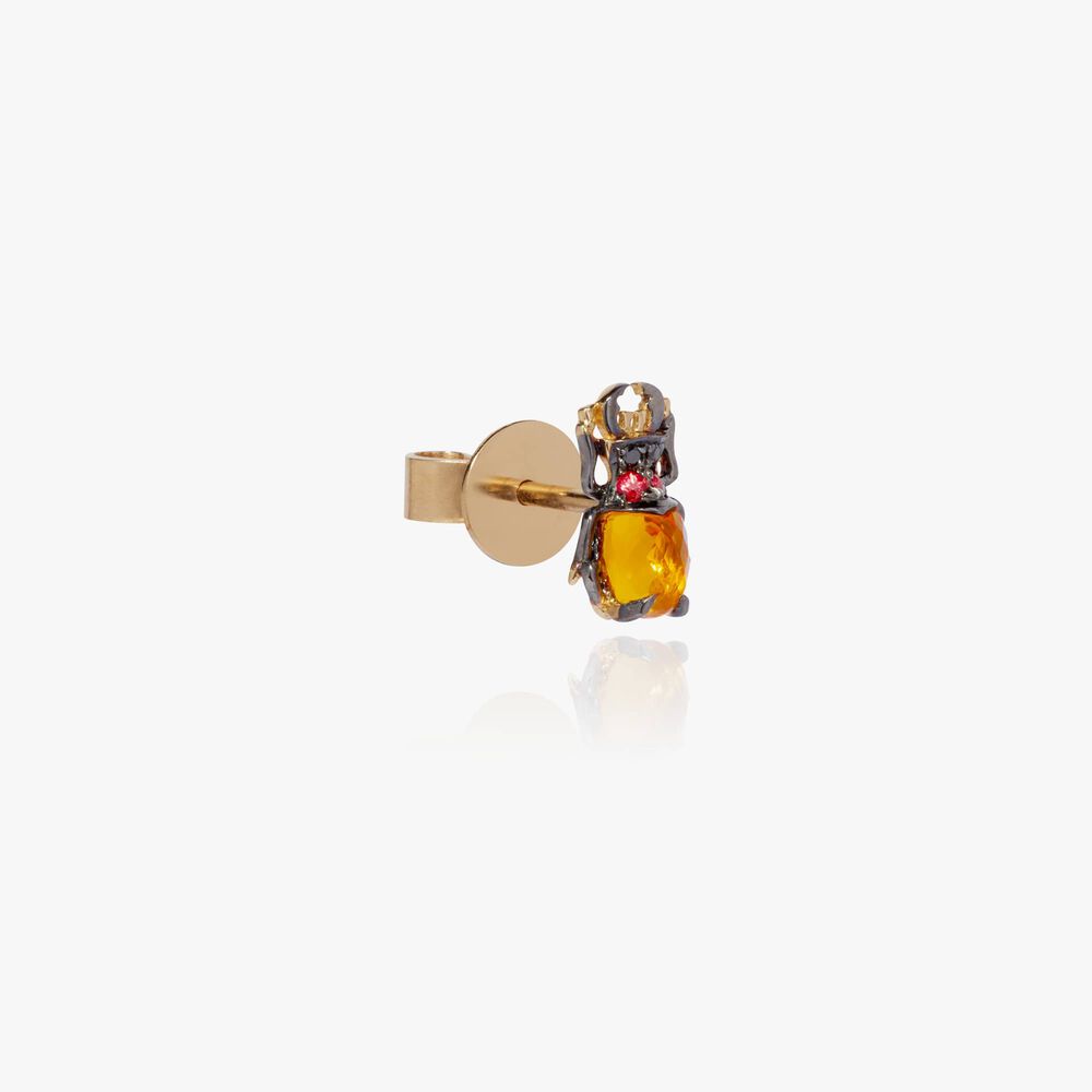 Mythology 18ct Gold Citrine Beetle Single Stud | Annoushka jewelley