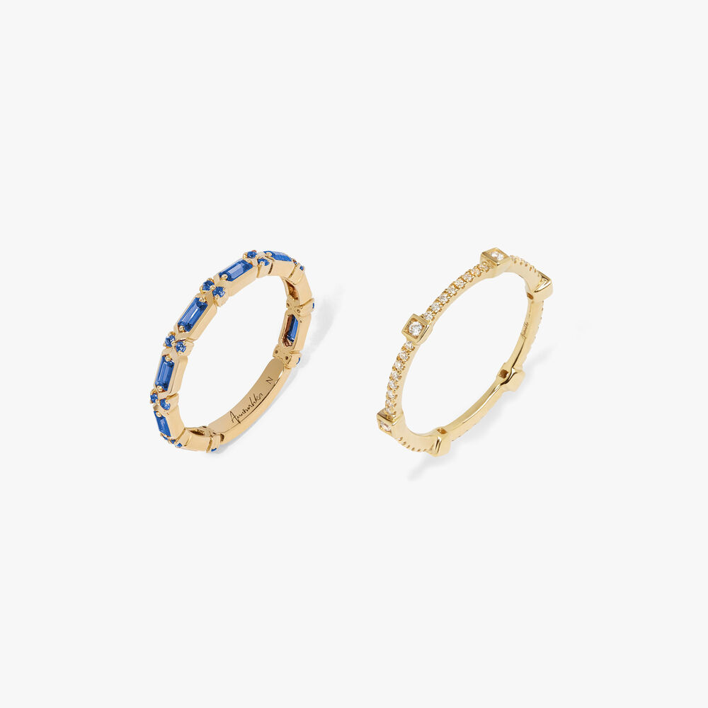 18ct Gold Blue Sapphire Baguette Ring Stack | Annoushka jewelley