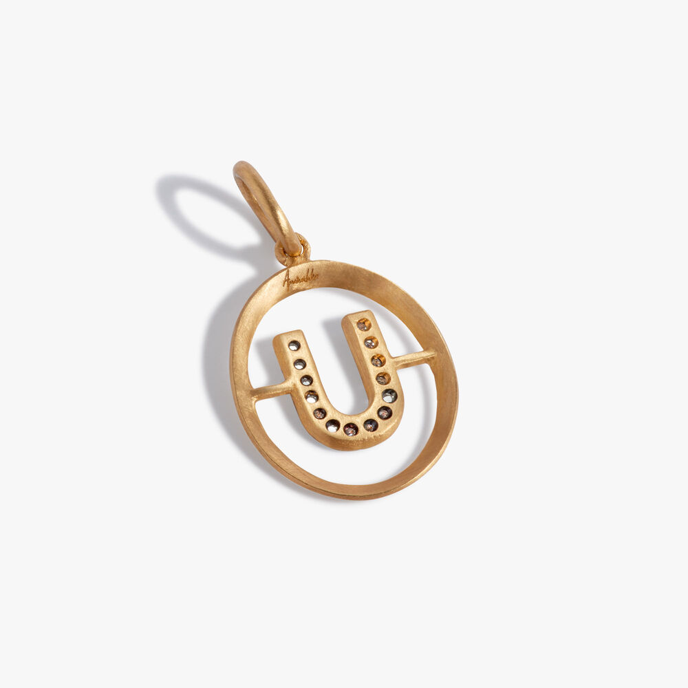 Initials 18ct Yellow Gold Diamond U Pendant | Annoushka jewelley
