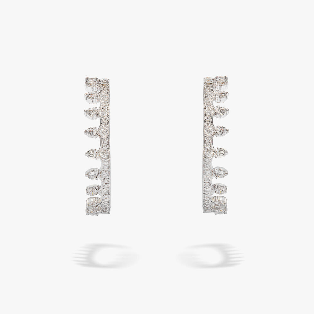 Crown 18ct White Gold Diamond Hoop Earrings | Annoushka jewelley
