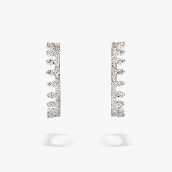Crown Platinum Diamond Hoop Earrings