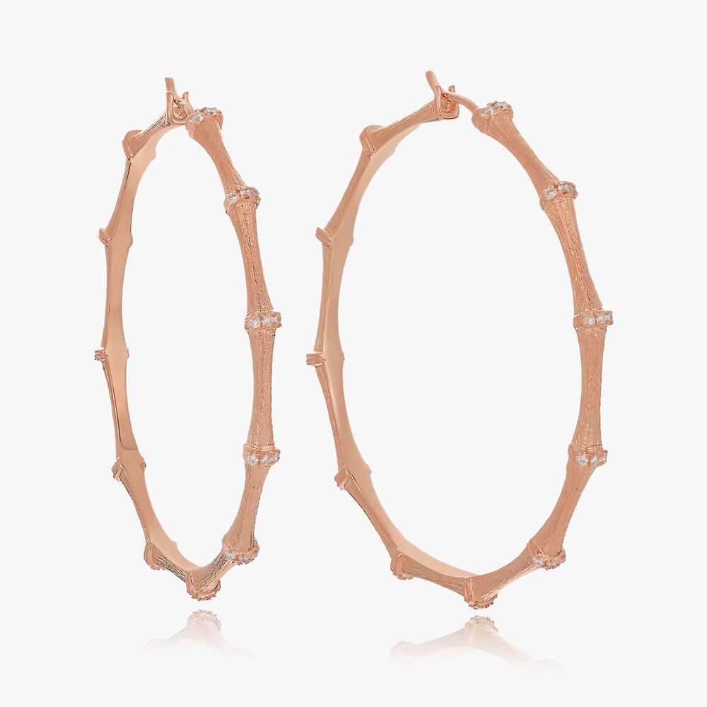 Bamboo 18ct Rose Gold Diamond Large Hoop Earrings | Annoushka jewelley