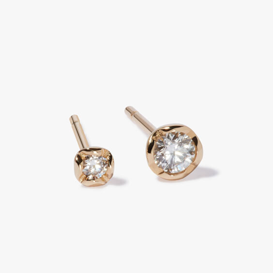 Marguerite 14ct Gold Small & Large Solitaire Diamond Stud Earrings