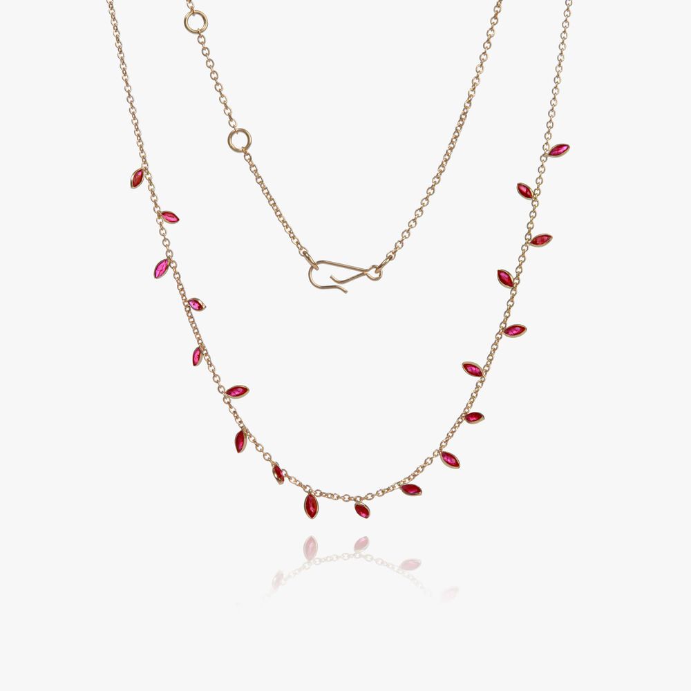 18ct Gold Ruby Vine Leaf Necklace | Annoushka jewelley
