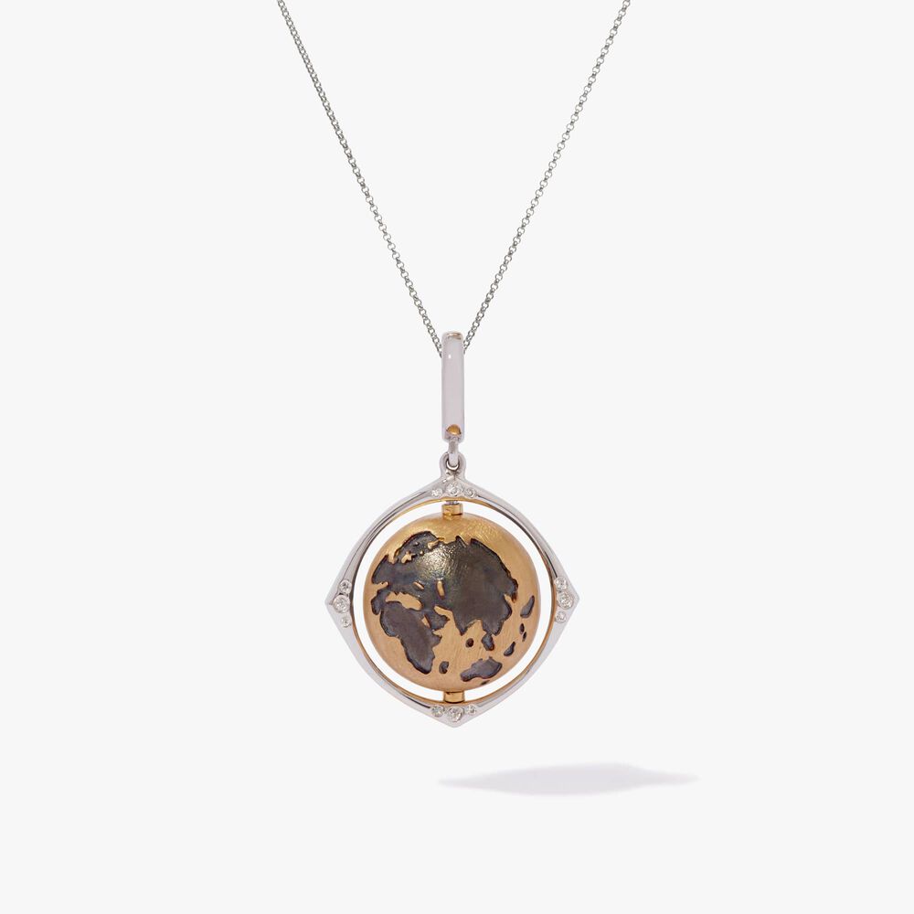 18ct Yellow Gold Diamond Spinning Globe Charm Pendant | Annoushka jewelley