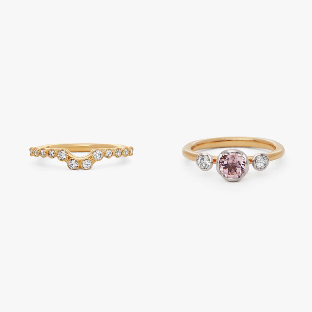 18ct Gold Morganite and Diamond Side Ring Stack | Annoushka jewelley