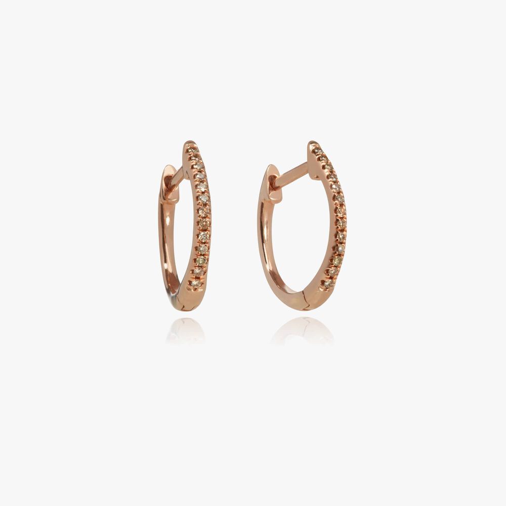 Eclipse 18ct Rose Gold Diamond Fine Hoop Earrings | Annoushka jewelley