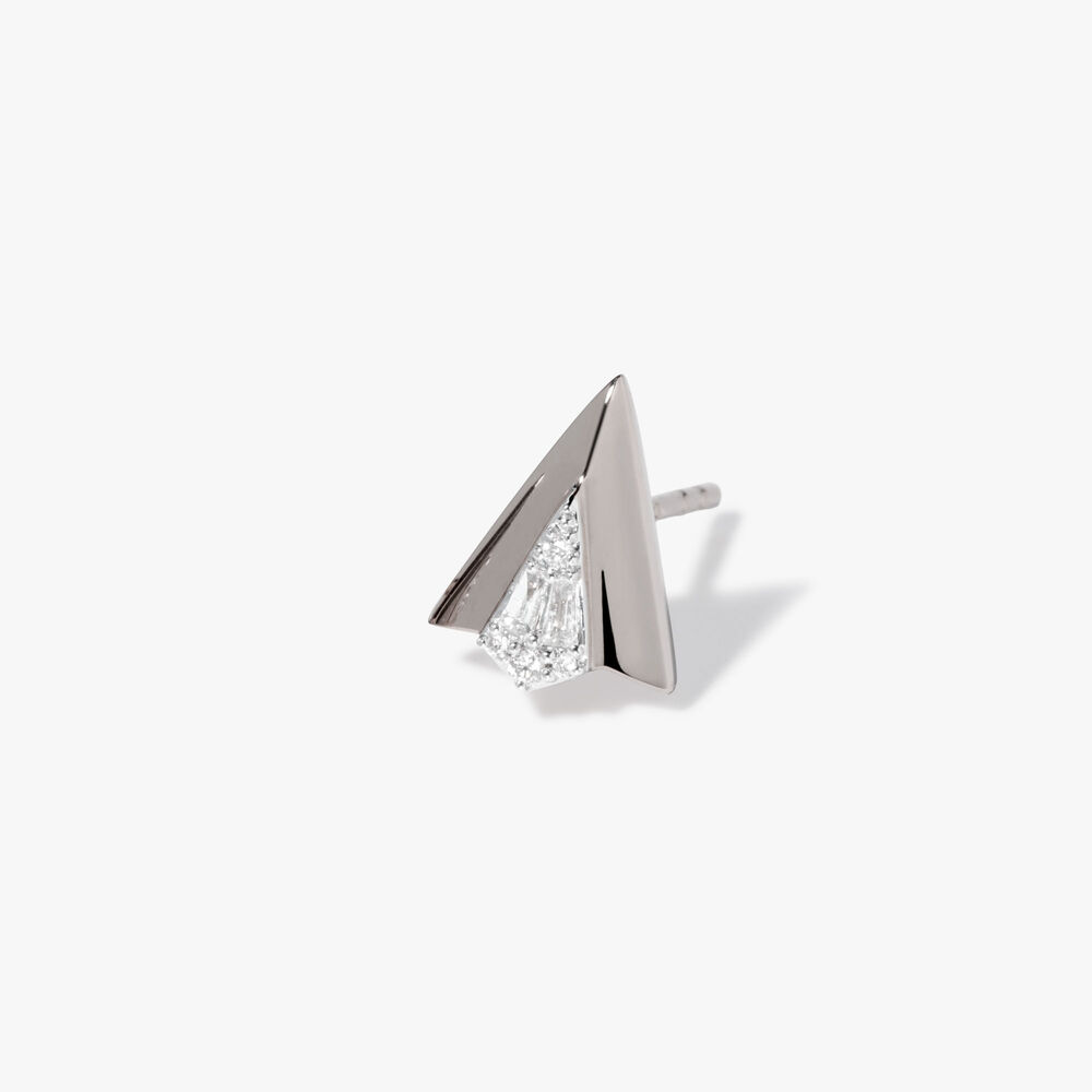 Flight 18ct White Gold Diamond Arrow Stud Earring | Annoushka jewelley