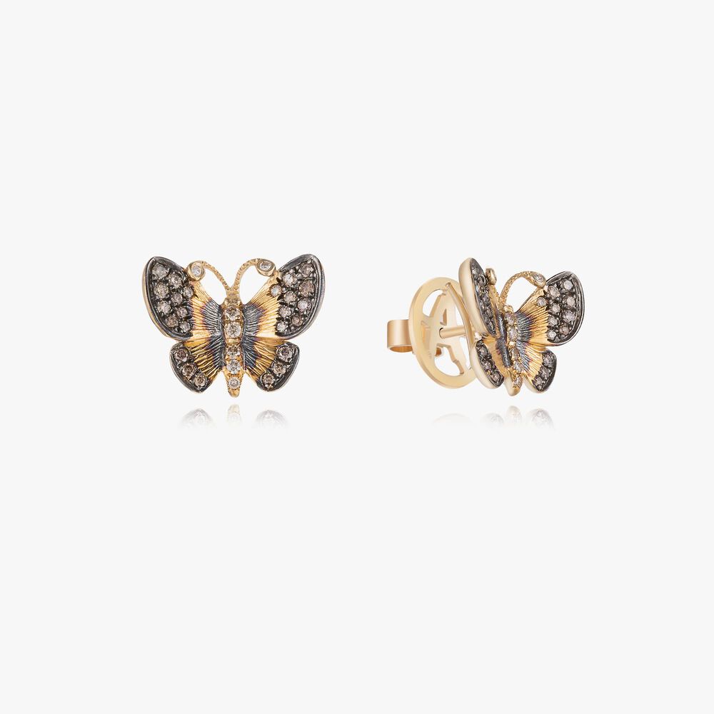Butterflies 18ct Gold Diamond Large Stud Earrings | Annoushka jewelley