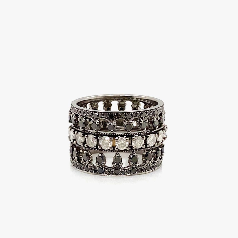 Dusty Diamonds 18ct White Gold Crown Ring Stack | Annoushka jewelley
