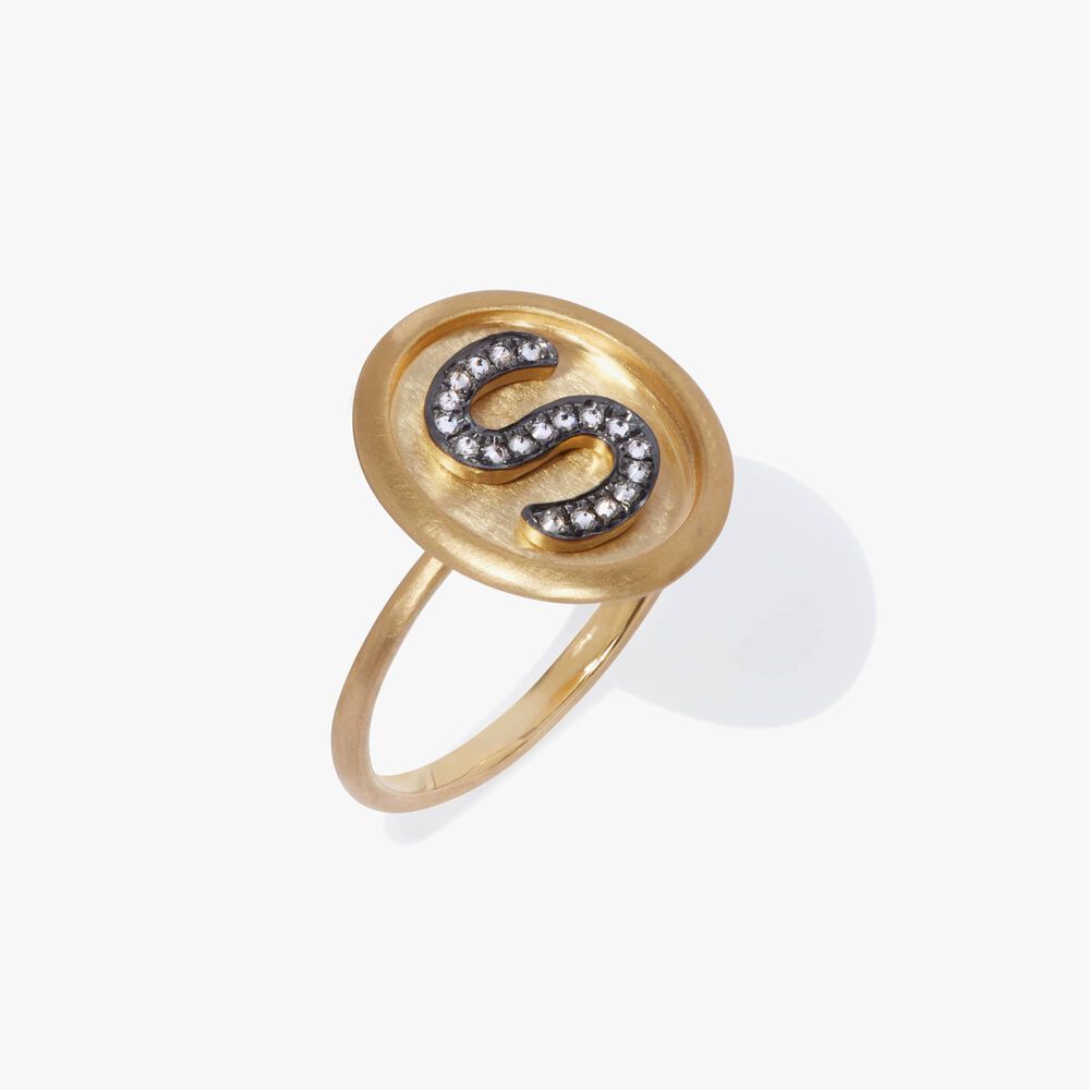 18ct Gold Diamond Initial S Ring | Annoushka jewelley