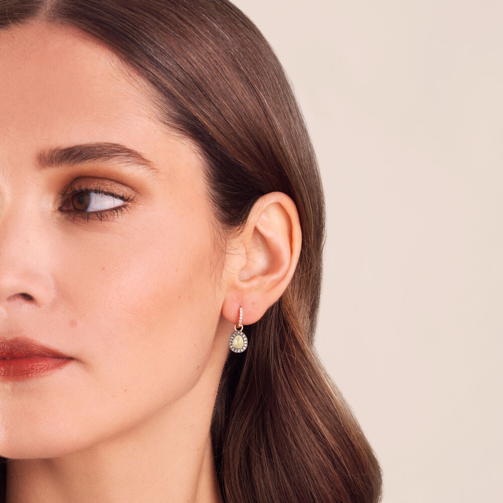 Dusty Diamonds 18ct Rose Gold Peridot Earring Drops | Annoushka jewelley