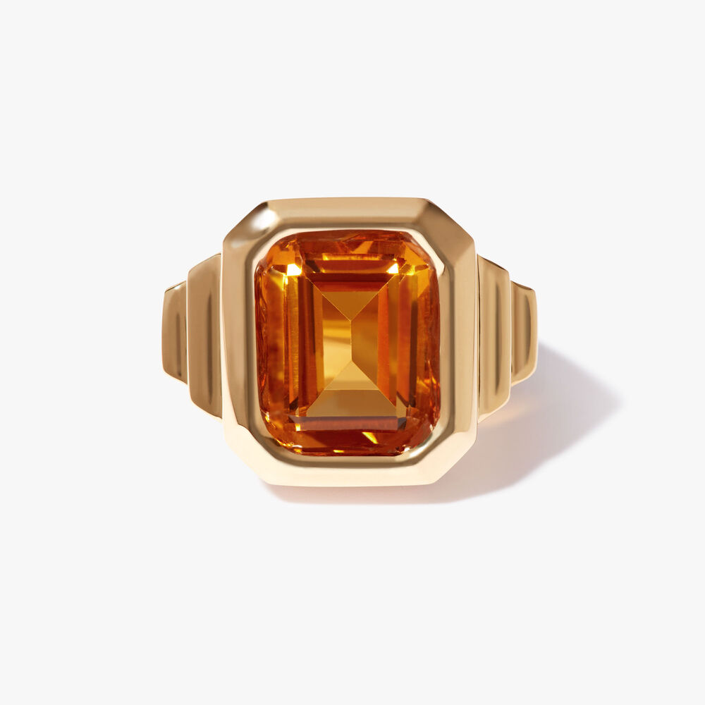 Deco Greta 18ct Yellow Gold Citrine Ring | Annoushka jewelley