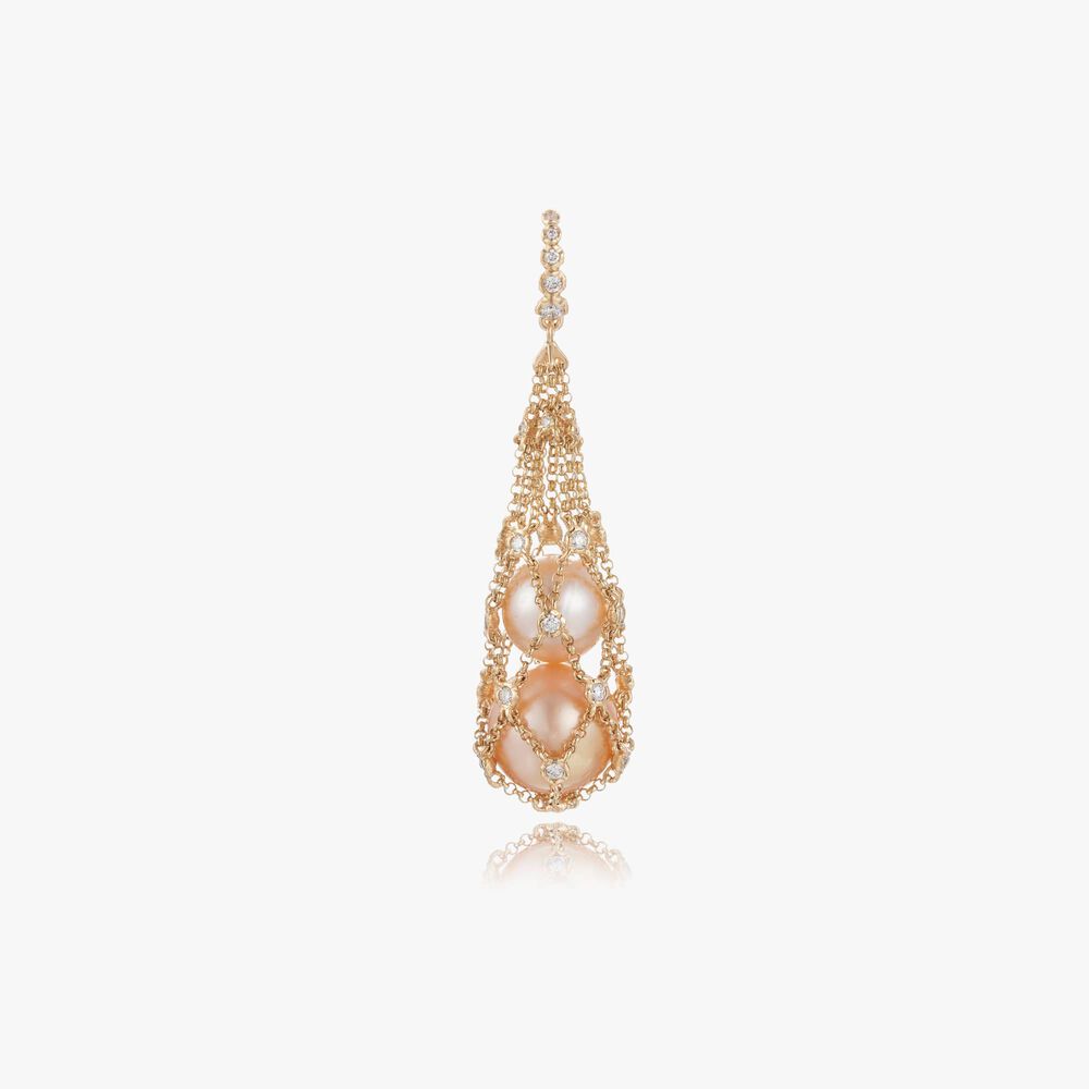 Lattice 18ct Yellow Gold Golden Pearl Net Pendant | Annoushka jewelley