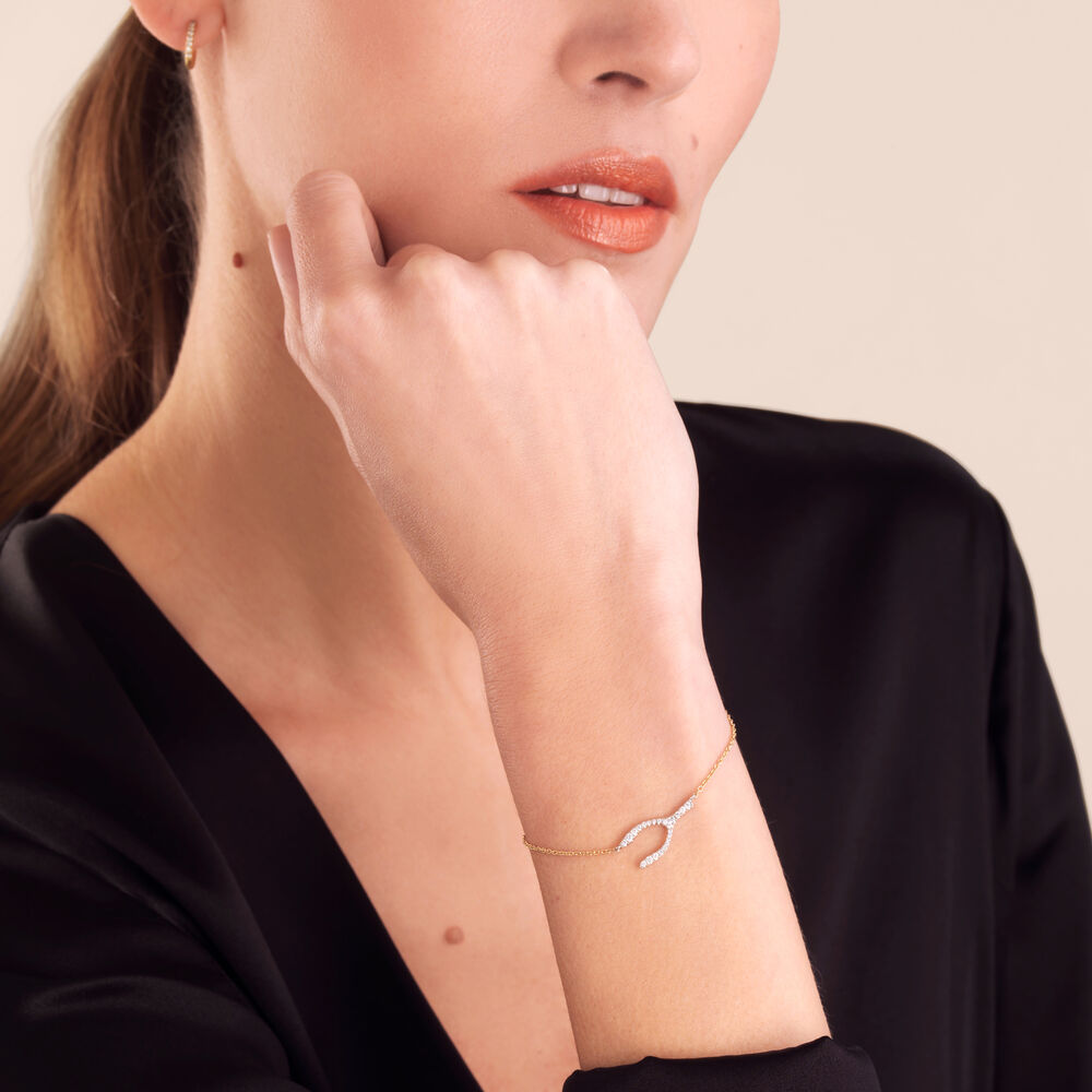Love Diamonds 18ct Bi-Gold Diamond Wishbone Bracelet | Annoushka jewelley