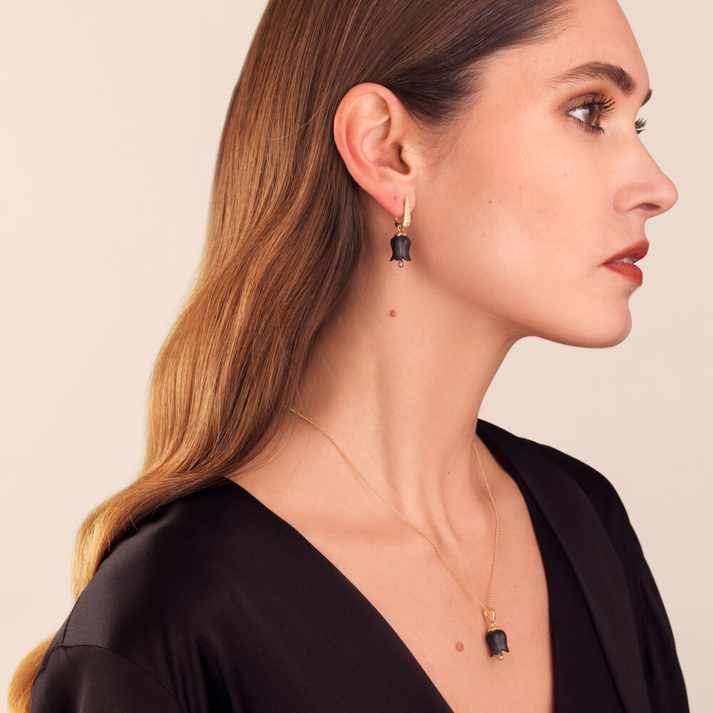 18ct Gold Ebony Diamond Tulip Earring Drops | Annoushka jewelley