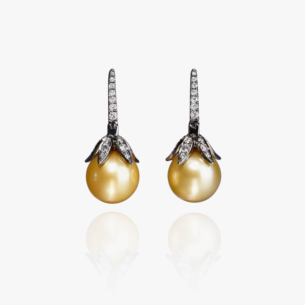 18ct White Gold South Sea Golden Pearl Small Earrings | Annoushka jewelley