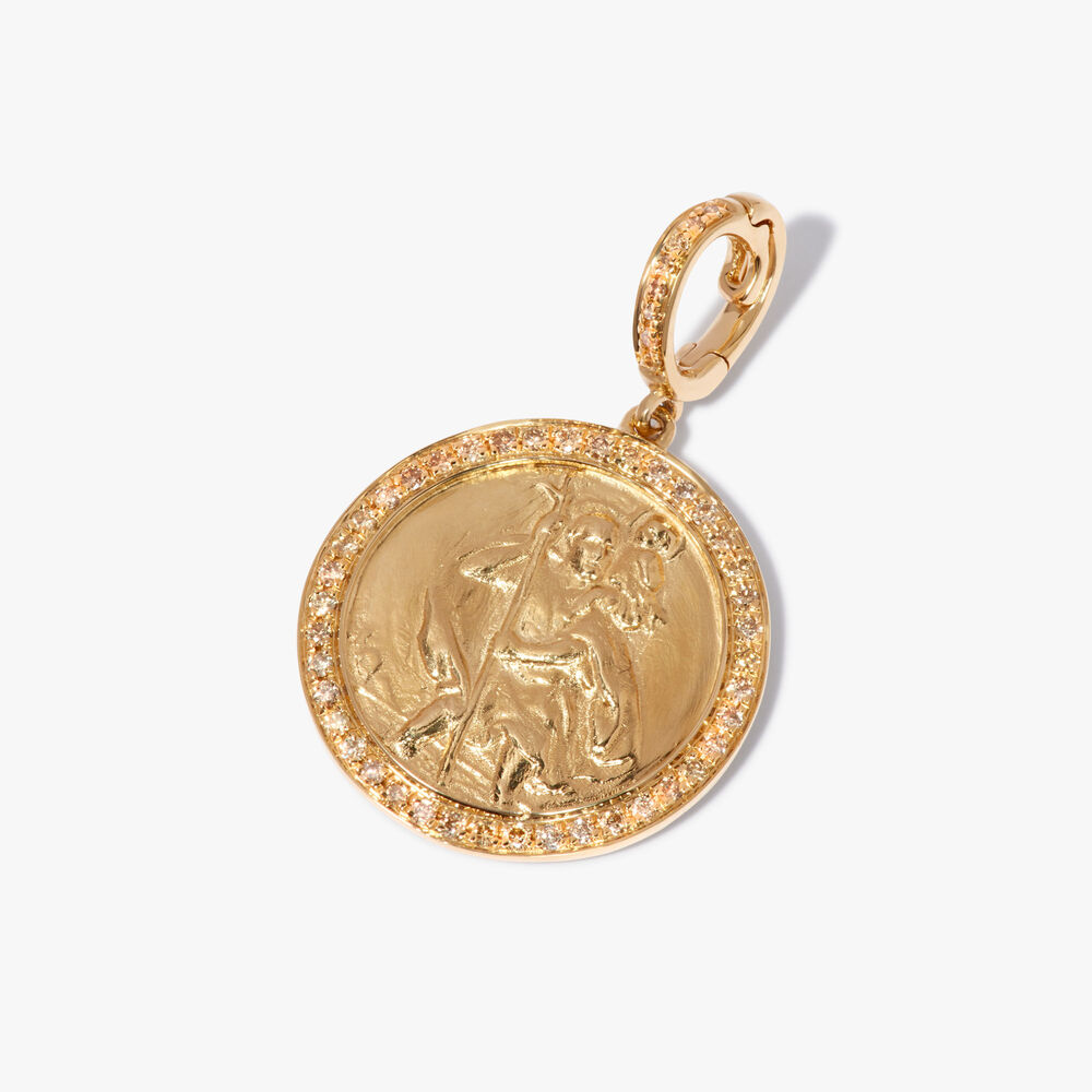 Mythology 18ct Yellow Gold Diamond St Christopher Charm Pendant | Annoushka jewelley