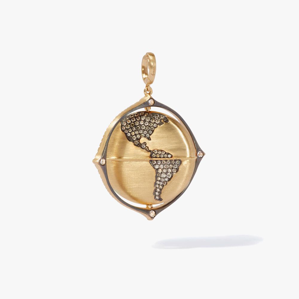 Mythology 18ct Yellow Gold Diamond Spinning Globe Necklace | Annoushka jewelley