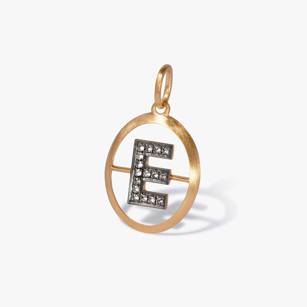 Initials 18ct Yellow Gold Diamond E Pendant | Annoushka jewelley