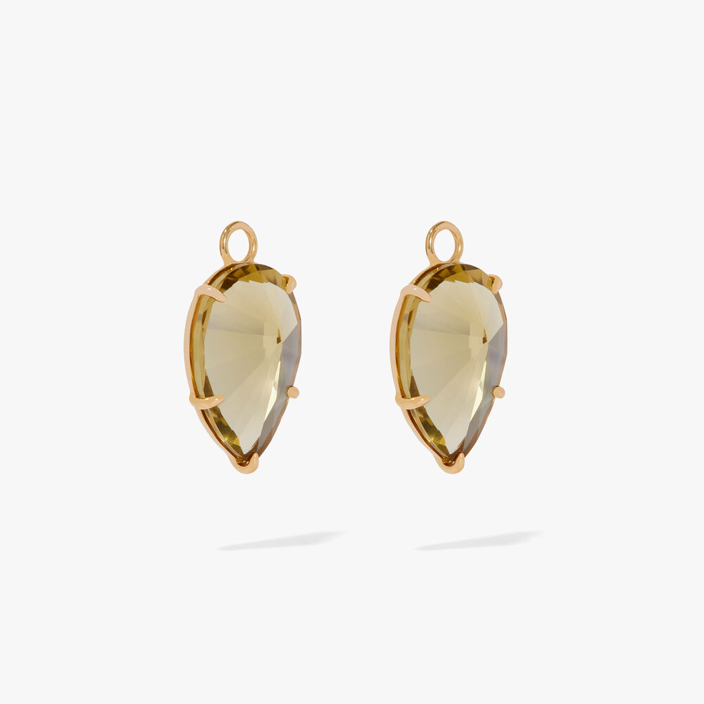 Chameleon 18ct Yellow Gold Olive Quartz Earring Drops | Annoushka jewelley