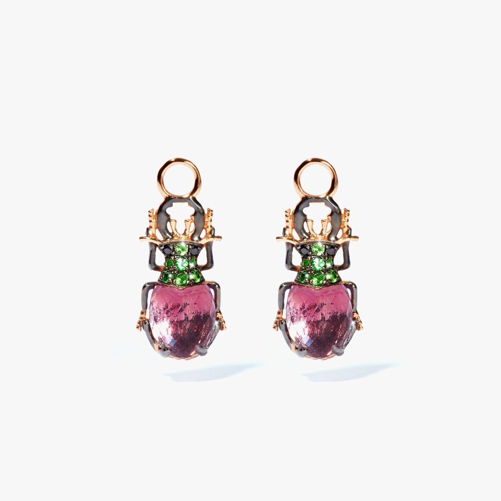 Mythology 18ct Rose Gold Amethyst Beetle Earring Drops | Annoushka jewelley
