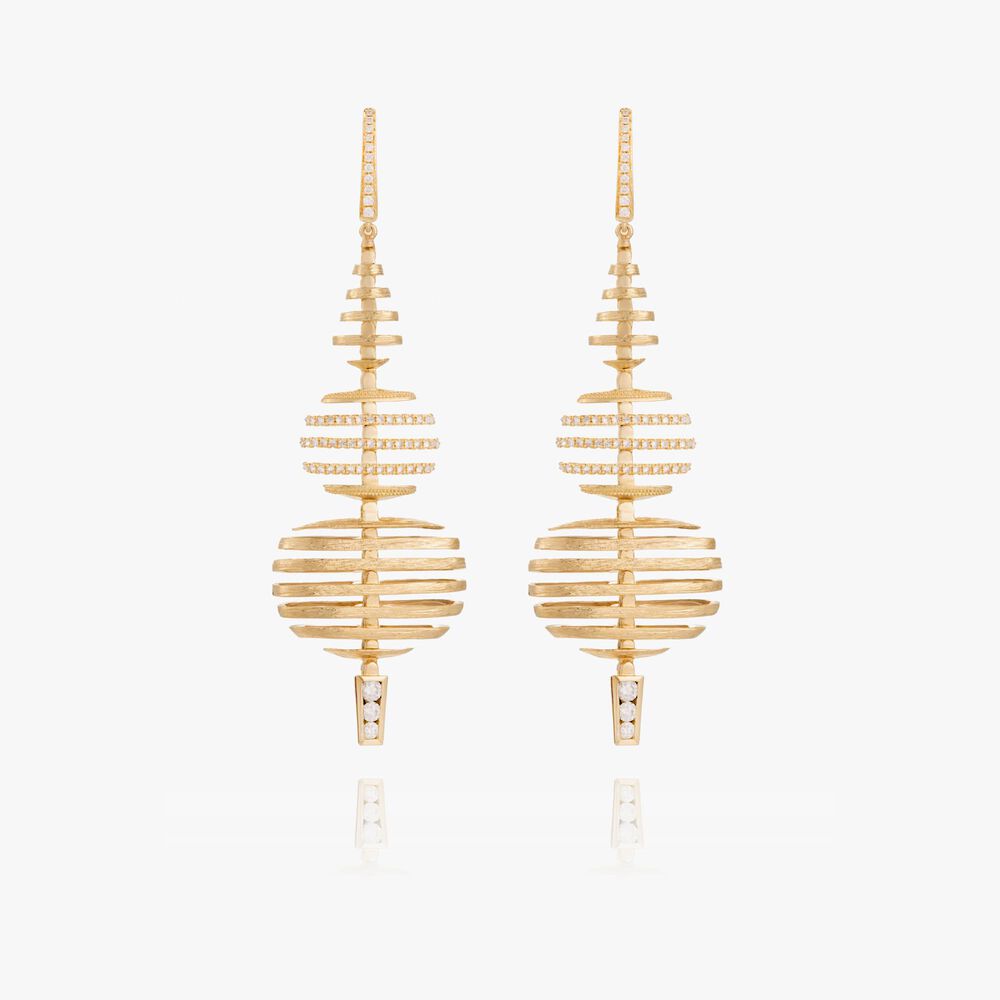 Garden Party 18ct Yellow Gold Large Diamond Earrings | Annoushka jewelley