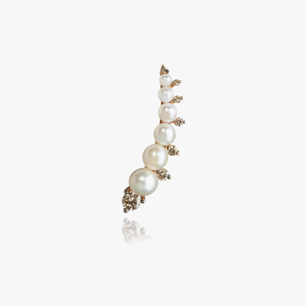 Diamonds & Pearls 18ct Rose Gold Left Ear Pin | Annoushka jewelley