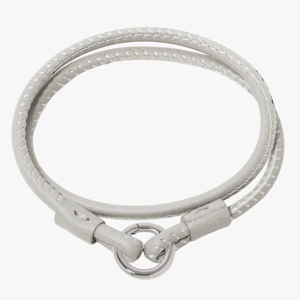 14ct White Gold 41cms Cream Leather Bracelet | Annoushka jewelley