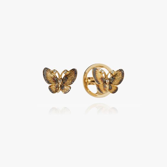 Butterflies 18ct Gold Diamond Stud Earrings