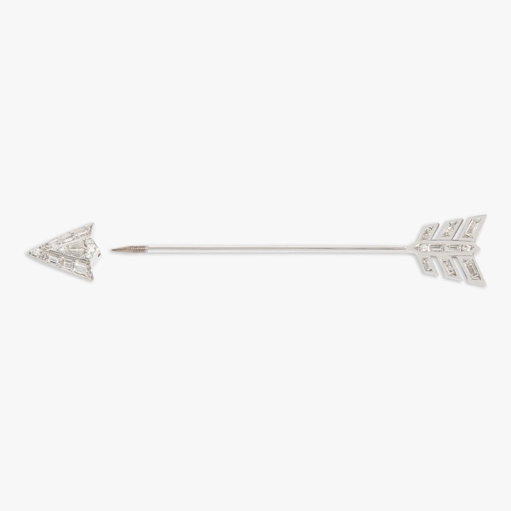 Flight 18ct White Gold Arrow Diamond Tie Pin | Annoushka jewelley