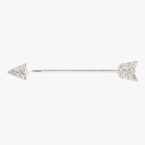 Deco 18ct White Gold Diamond Arrow Pin