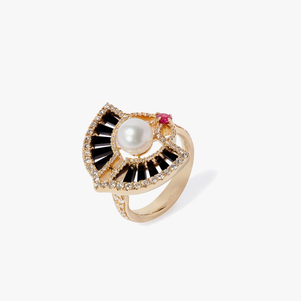 Unique 18ct Gold Pearl Diamond Ring | Annoushka jewelley