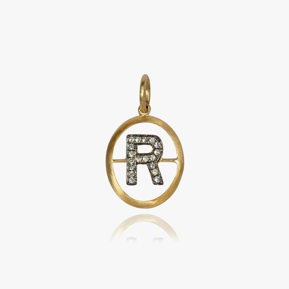 18ct Gold & Diamond Initial R Pendant | Annoushka jewelley