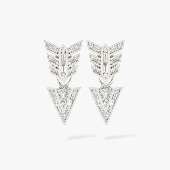Flight 18ct White Gold Arrow Baguette Diamond Earrings