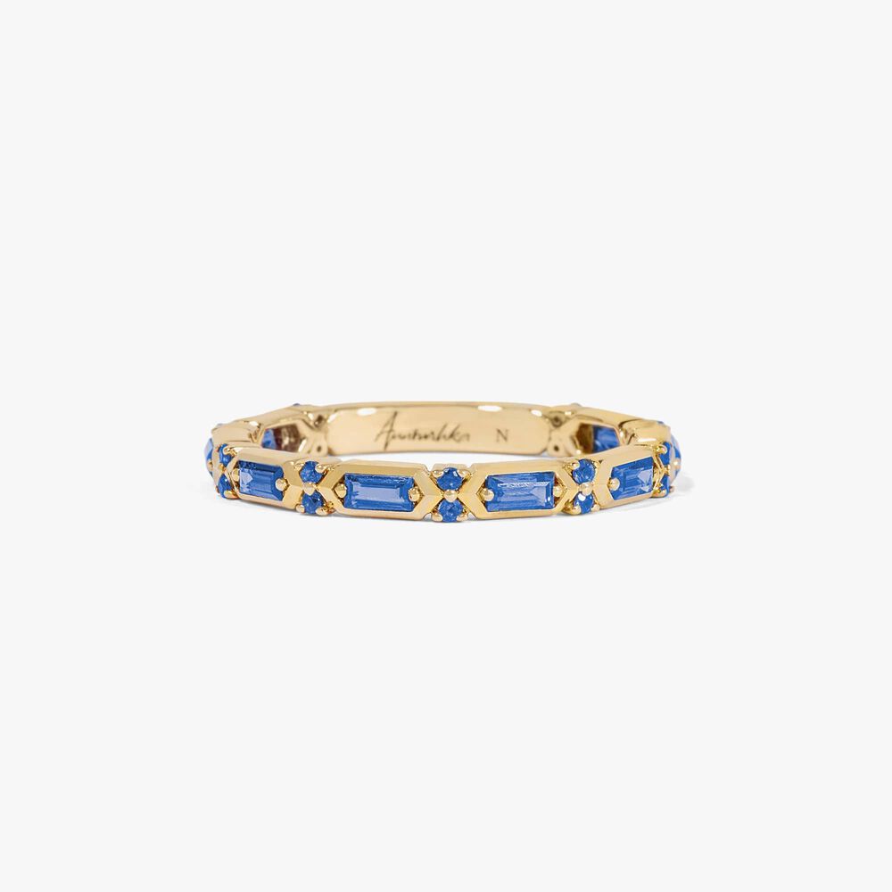 18ct Gold Blue Sapphire Baguette Ring | Annoushka jewelley