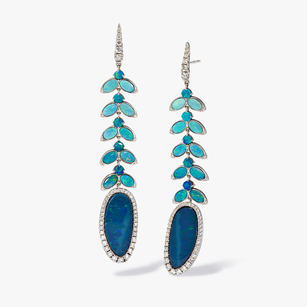 Aurora 18ct White Gold Opal Doublet Drop Earrings | Annoushka jewelley