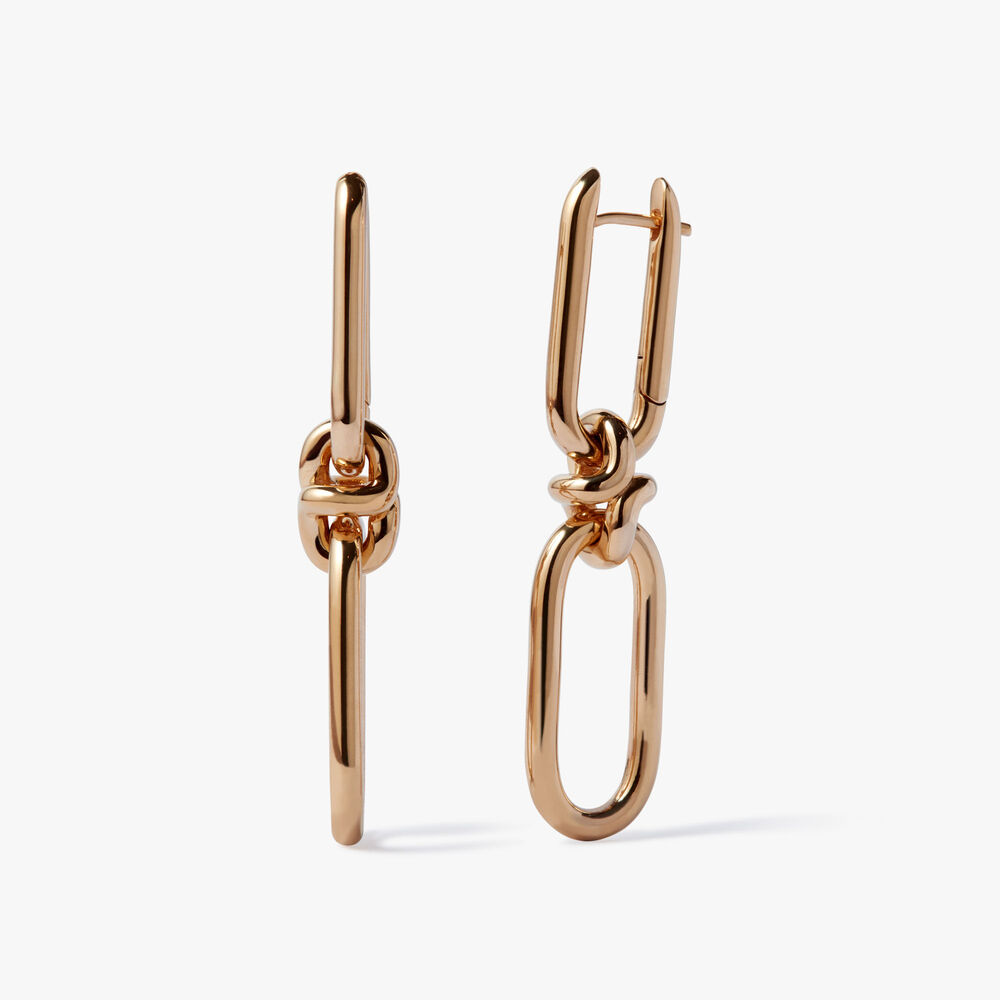 Knuckle 14ct Yellow Gold Double Link Hoop Earrings | Annoushka jewelley