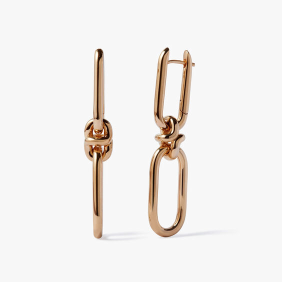 Knuckle 14ct Yellow Gold Double Link Hoop Earrings