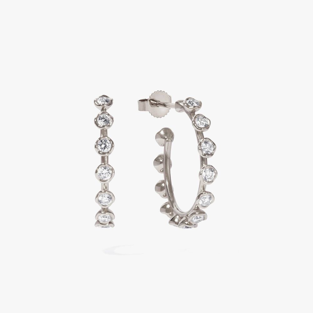Marguerite 18ct White Gold Diamond Hoop Earrings | Annoushka jewelley