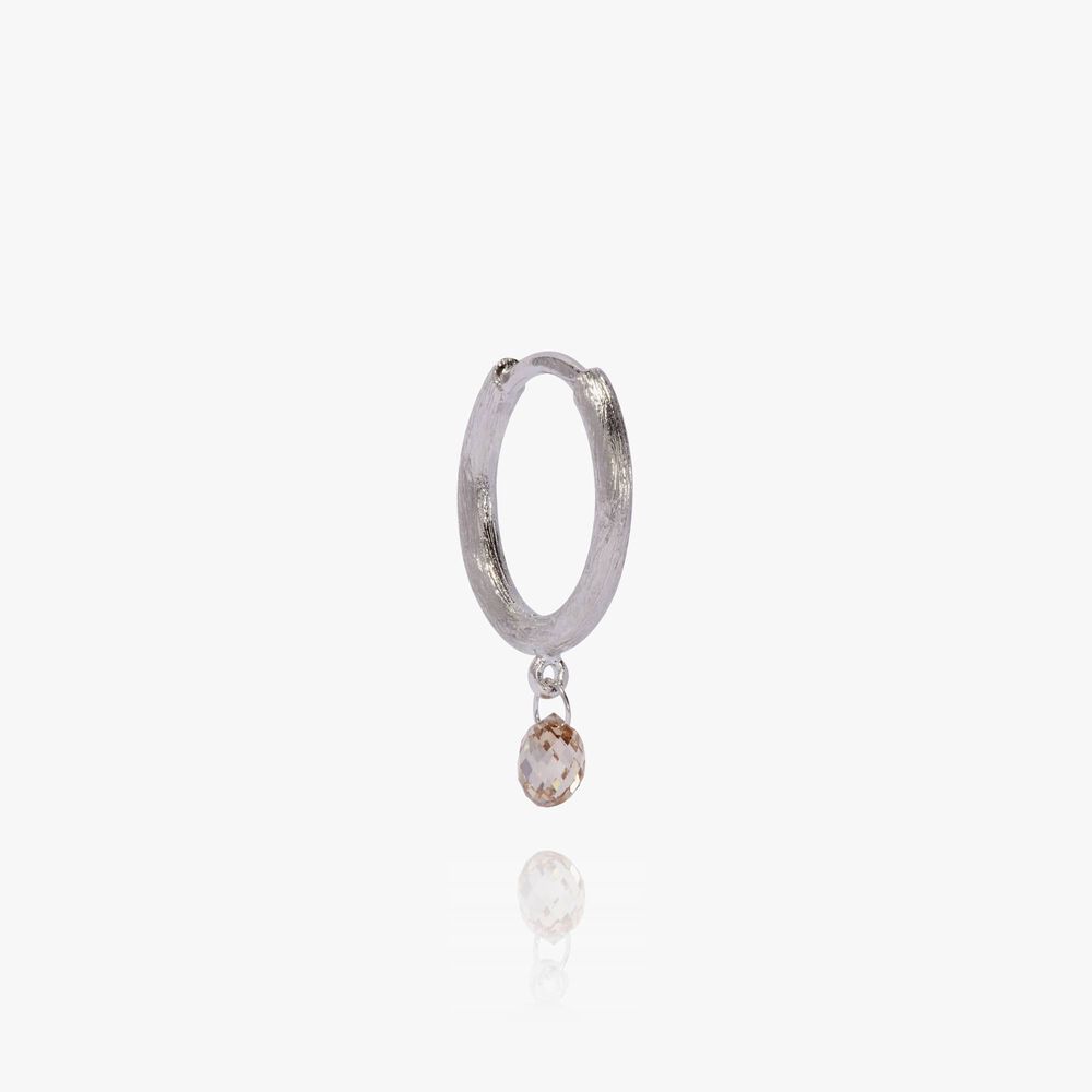 Hoopla 18ct White Gold Diamond Single Hoop Earring | Annoushka jewelley